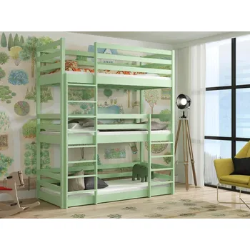 Dětská postel Třípatrová postel Teo Barva dřeva: Zelená, Rozměry: 80x180