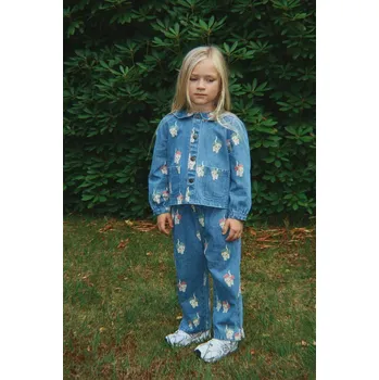 Dětské rifle Konges Sløjd MAGOT SLIT PANTS GOTS KS105173.9BYA modrá 55X, vel. 74