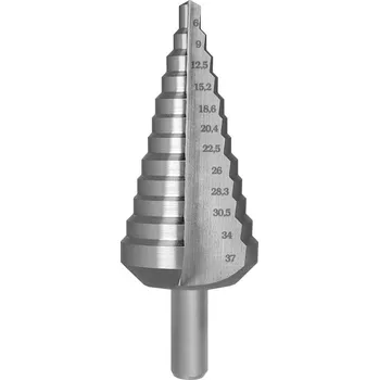 Vrták NÁSTROJE CZ Vrták stupňovitý PG4 6;9;12,5;15,2;18,6;20,4;22,5;26;28,3;30,5;34;37mm přímá drážka HSS - CZ642-040