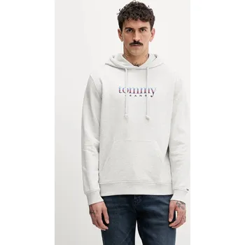 Pánská mikina Bavlněná mikina Tommy Jeans pánská, šedá barva, s kapucí, hladká, DM0DM22642 09X, vel. XXL