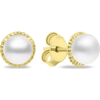 Náušnice Brilio Silver Minimalistické pozlacené náušnice s pravými perlami EA620Y + 2 měsíce na vrácení zboží