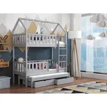 Patrová postel pro tři Otis Barva dřeva: Šedá, Rozměry: 90x200