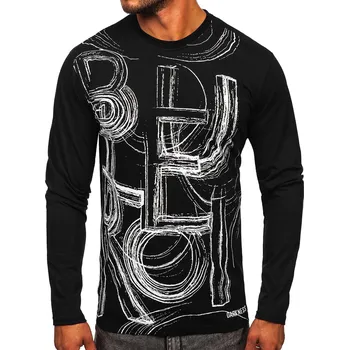 Černé pánské tričko s dlouhým rukávem a s potiskem Bolf 146743 - L