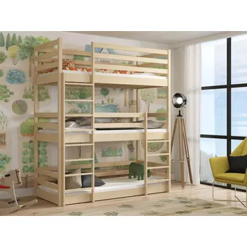 Dětská postel Třípatrová postel Teo Barva dřeva: Borovice přírodní, Rozměry: 90x200