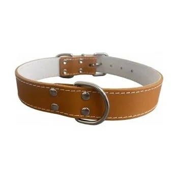 Obojek pro psa Kožený obojek podšitý filcem, STELLA - hladký, přírodní 65cm