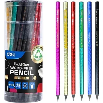 Grafitová tužka Tužka HB bez gumy trojhranná DELI EC049-HB mix