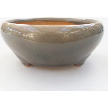 Květináč Keramická bonsai miska 10 x 10 x 5 cm šedá