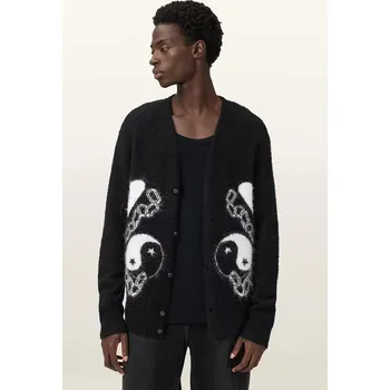 Dámský svetr Kardigan s příměsí vlny z alpaky AllSaints REFLECTION černá barva, M011KD 99X, vel. XL