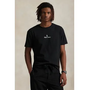 Pánské tričko Bavlněné tričko Polo Ralph Lauren pánské, černá barva, s aplikací, 710981370 99X, vel. S
