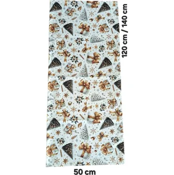 Vánoční dekorace LKV Lomnice Vánoční set: Běhoun na stůl + 4 ks prostírání - bílá - 50 x 140 cm