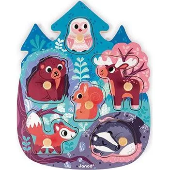 Janod Vkládací puzzle s úchytkou Les