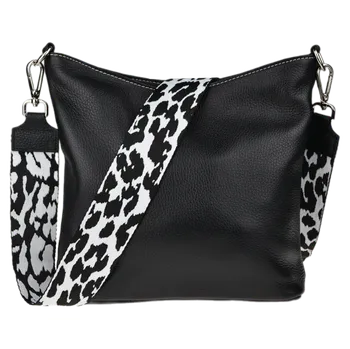 Kabelka NovaKabelka.cz Kožená italská crossbody kabelka Amalia Nera Filati Bianca VI