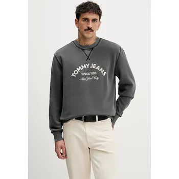 Pánská mikina Mikina Tommy Jeans pánská, šedá barva, s aplikací, DM0DM22369 90A, vel. S