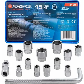 Klíč Forsage Sada nástrčných hlavic 1/2" 10–32 mm, 6hranné, 15 ks