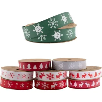 Stuha Vánoční stuha 2,5cmx9m rypsová, mix barev a vzorů