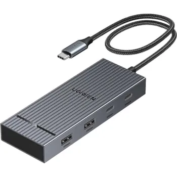 UGREEN CM880 7v1 hub - 2x HDMI / 3x USB-C / 2x USB-A na USB-C pro MacBook - tmavě šedý