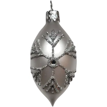 Vánoční ozdoba oliva 8cm / 5790 / bílá vánoční ozdoba