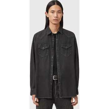 Pánská košile Džínová košile AllSaints FENTON M054SD černá 99X, vel. M