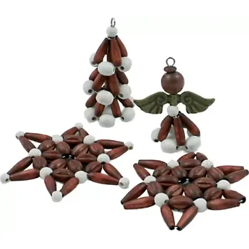 Vánoční ozdoba Ručně vyrobené vánoční ozdoby dřevěné – sada 12 ks