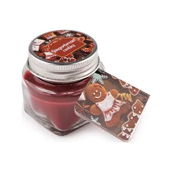 Svíčka Malá vonná svíčka ve skle s jmenovkou 28 g - 1 ks - 33 (Gingerbread cookis) červená tmavá
