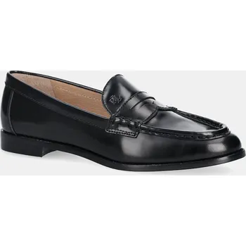 Dámské mokasíny Kožené mokasíny Lauren Ralph Lauren Wynnie dámské, černá barva, na plochém podpatku, 802P02120002 802P02120002.001 99X, EUR 38