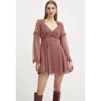 Dámské šaty Hedvábné šaty Weekend Max Mara vínová barva, mini, 2425226013600 83X, vel. 40