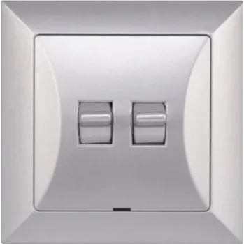 Stavebniny Páčkový žaluziový vypínač kompletní vypínač - stříbrná