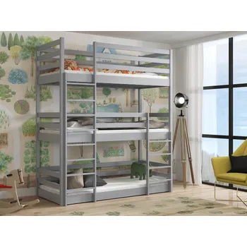 Dětská postel Třípatrová postel Teo Barva dřeva: Šedá, Rozměry: 80x180