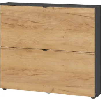 Botník Výklopný závěsný botník v dekoru dubu v antracitovo-přírodní barvě 100x85x19 cm Renell – Germania ID_1739308