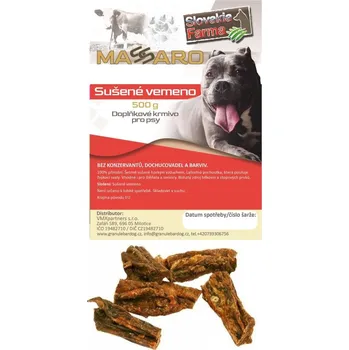 Pamlsek pro psa SlovakiaFarma Massaro Sušené vemeno 500 g – přírodní výživný pamlsek pro psy