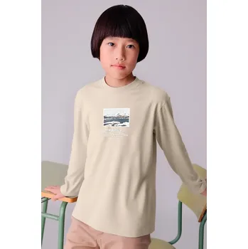 Chlapecké oblečení Dětské bavlněné tričko s dlouhým rukávem Mayoral 7011.7D.Junior.9BYA béžová 80X, vel. 172