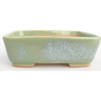 Květináč Keramická bonsai miska 12,5 x 9,5 x 3,5 cm zelená