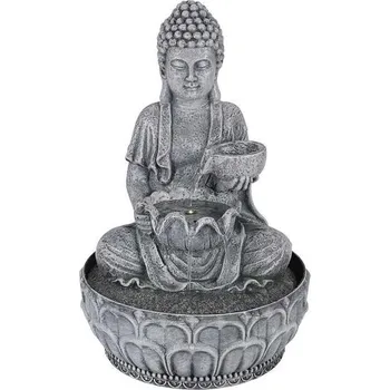 Zahradní dekorace HOMESTYLING Fontána pokojová s LED osvětlením 29 cm Budha šedá KO-795202330seda