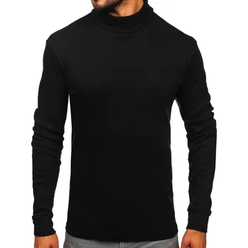 Oblečení a móda Černý pánský bavlněný rolák basic Bolf 535 - M