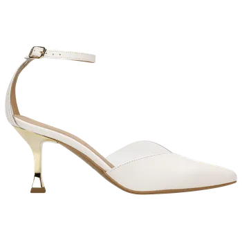 Dámské lodičky Bílé Lodičky S Průhledným Prvkem A Efektním Zlatým Podpatkem Wojas 3516959 36