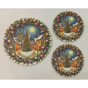 Podtácek - Vánoční motiv Velikost: kruh 15cm + 2x kruh 10cm