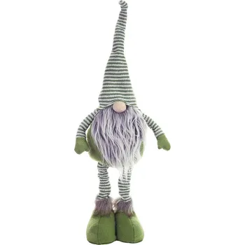 Vánoční dekorace Vánoční skřítek elf Gnome s teleskopickými nohami 16 x 53 cm zelený