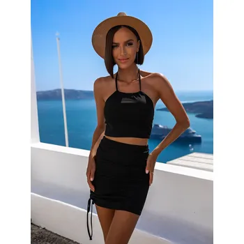 Dámské šaty Černý žebrovaný komplet GRASPE