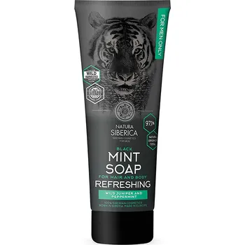 Mýdlo Natura Siberica For Men přírodní černé mýdlo na vlasy a tělo 200ml