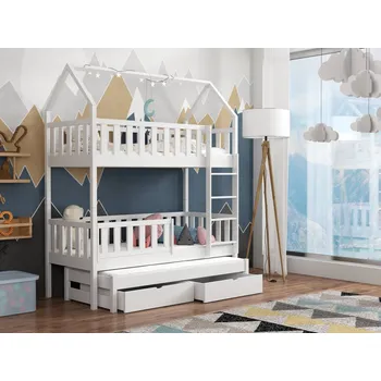 Dětská postel Patrová postel pro tři Otis Barva dřeva: Bílá barva, Rozměry: 80x180