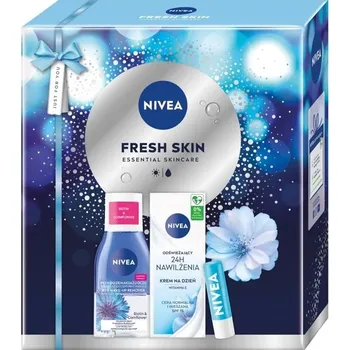 Pleťový krém Nivea Zestawy kosmetyków dla kobiet Fresh Skin osvěžující denní krém 50ml + dvoufázový odličovač očí 125ml + výživná rtěnka 4,8g