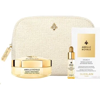 Pleťové sérum Guerlain ABEILLE ROYALE Sada denního krému Age-Defying Ritual Honey Treatment 50ml + vyživující sérum 5ml + sérum Double Action 7x0,6ml + kosmetická taška