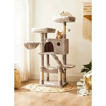 Škrabadlo pro kočky 49 x 49 x 135 cm | světle hnědé