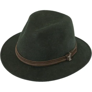 Klobouk Fiebig - Headwear since 1903 Zelený myslivecký klobouk Fiebig – nemačkavý a voděodolný s odznakem jelena Velikost: 61 cm (XL)