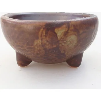 Květináč Keramická bonsai miska 9,5 x 9,5 x 5 cm hnědá