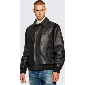 Pánský trenčkot Pánská kožená bunda HUGO Lewick 50546482 černá Velikost: L