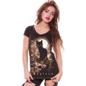 Dámské tričko Tričko z Alchemy England - Dámské tričko Cat Ghost - Ženy - hnědá