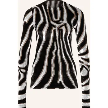 Dámské tričko Balmain Dlouhé Rukávy Z Sametu, černá / bílá