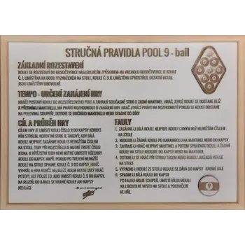 Plakát Wat14 Pravidla pool 9-ball vypalované dřevo v rámu