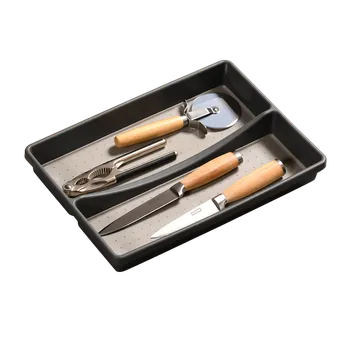 Úložný box Kesper 2. jakost - Organizér do šuplíku, šedý, protiskluzový, s přepážkou GREY 33 x 23 cm